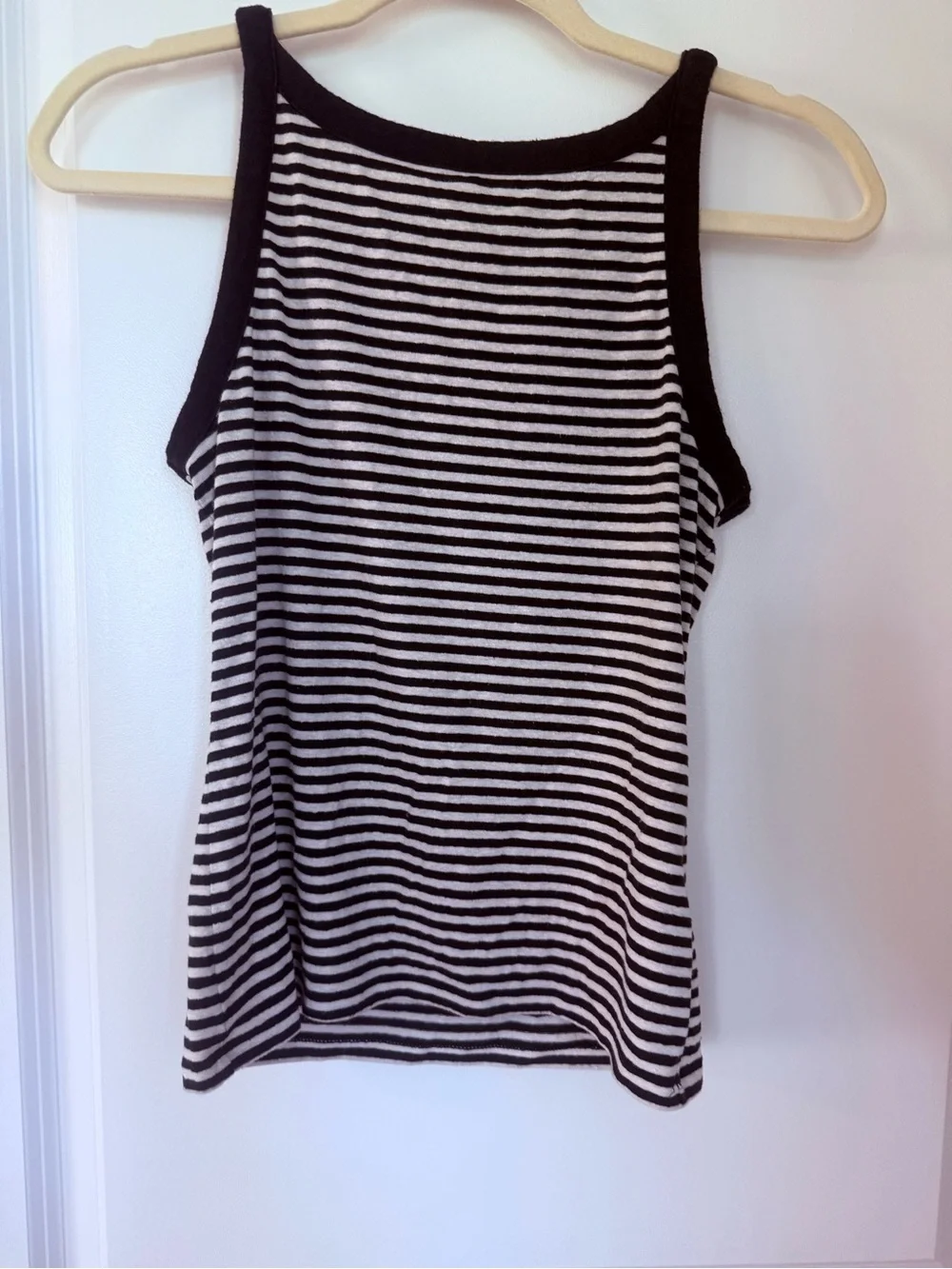J Crew Black and White Striped linen Tank Top - Women's Casual Knit